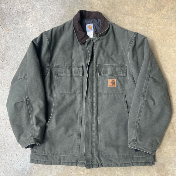 Carhartt Other - VTG Carhartt C26 MOS Moss Green Arctic Work Jacket Nylon Quilt Lined Faded~Large